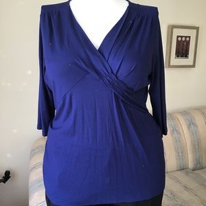 NWOT Olson Europe navy blue top